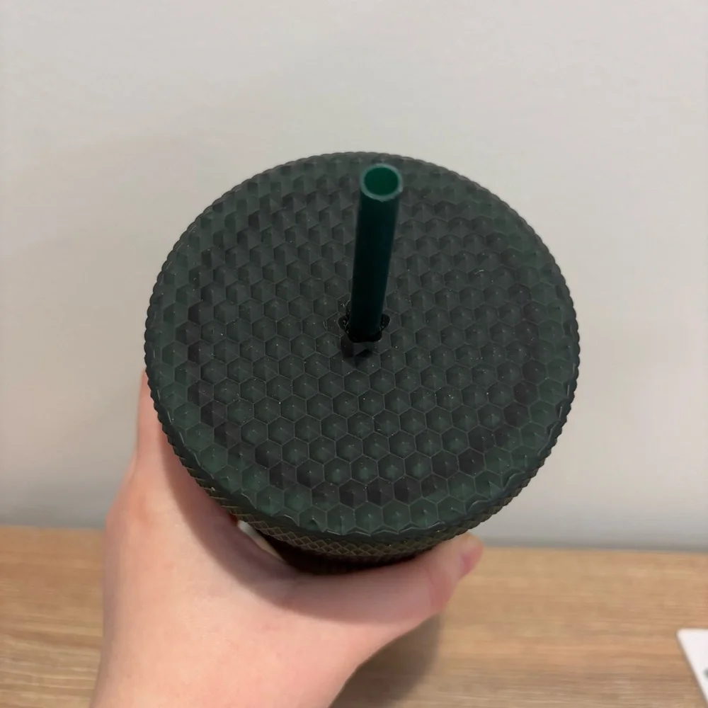 Starbucks Matte Dark Emerald Green soft touch‎ studded Bling Venti Cup
